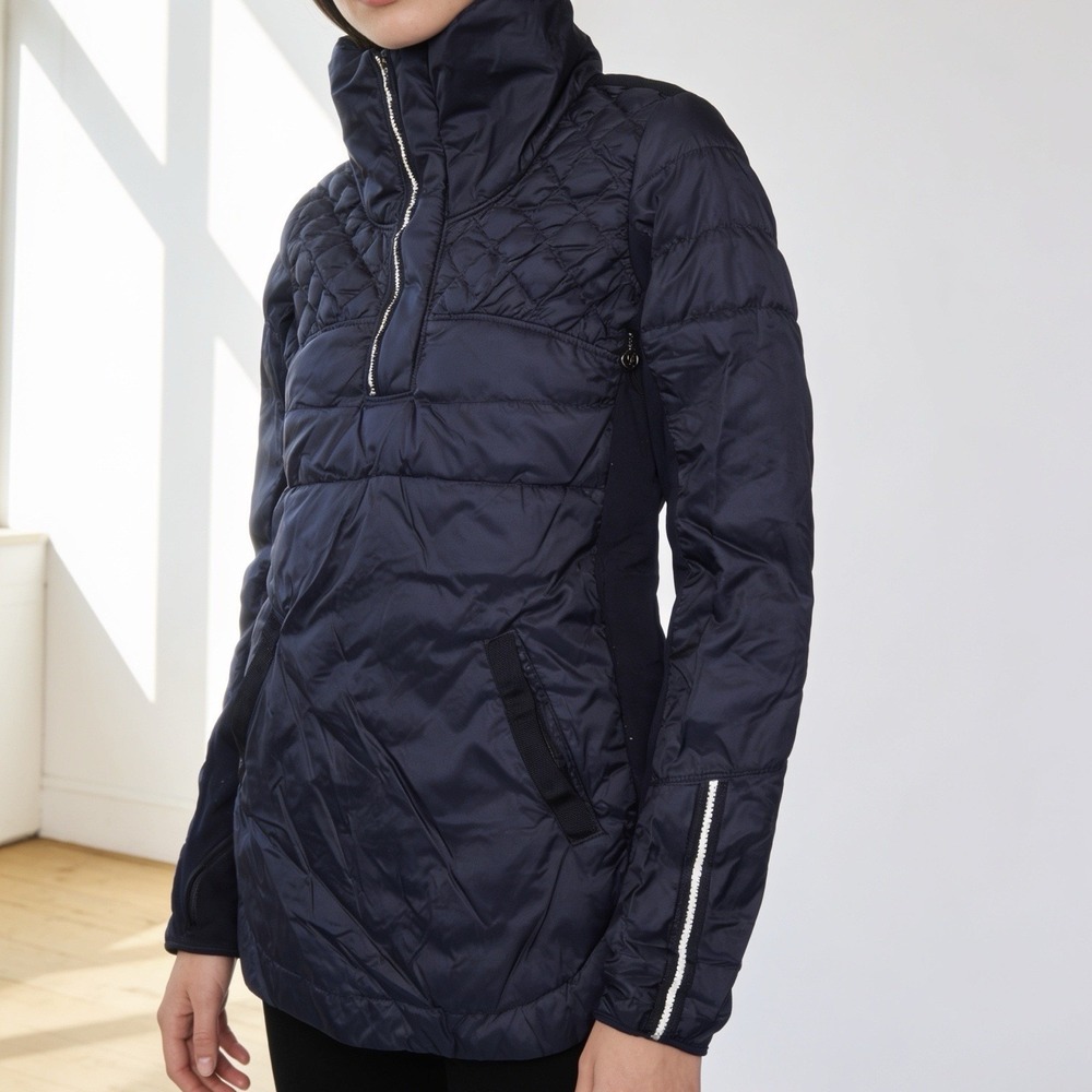 Lululemon Pullover Jacket Women's Size 6 Black Quilted Reflective Running